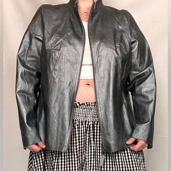 Vintage Reversible Suede Leather Jacket Lightweight Woman’s Blue Retro Shacket - Picture 3 of 16